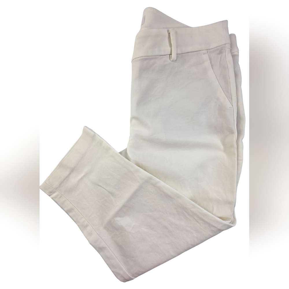 LOFT 12P Off White Crop Trousers Stretch 1513-B